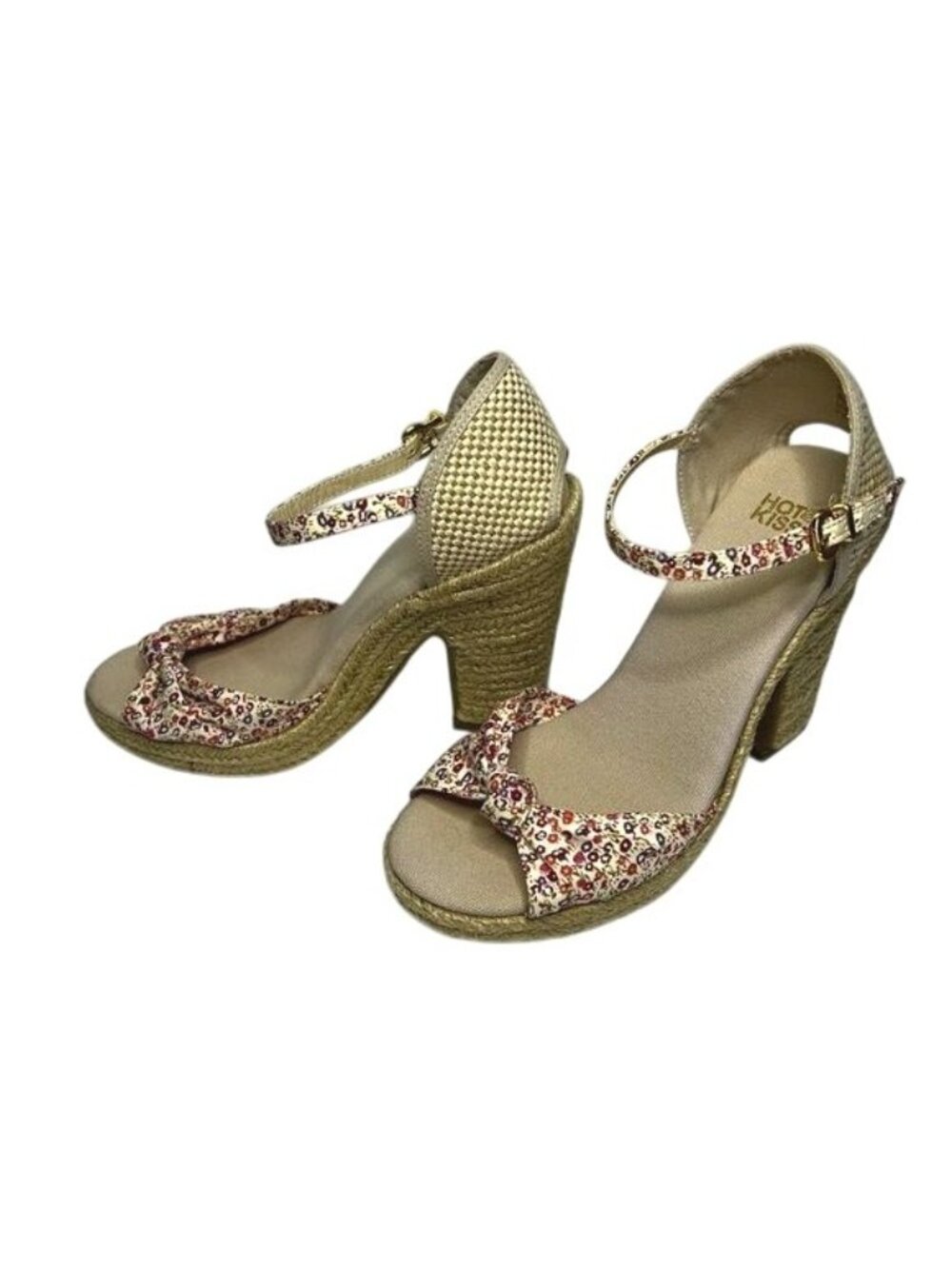 Hot Kiss Floral Ankle-Strap Chunky Heel Sandals Womens Size 8 - Picture 2 of 12